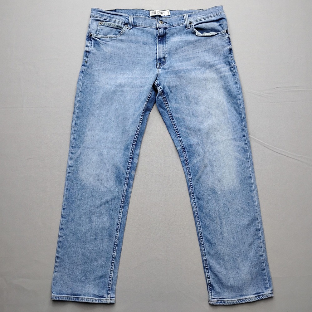 True Craft Mens Athletic Fit Medium Wash Blue Denim Jeans 38x32